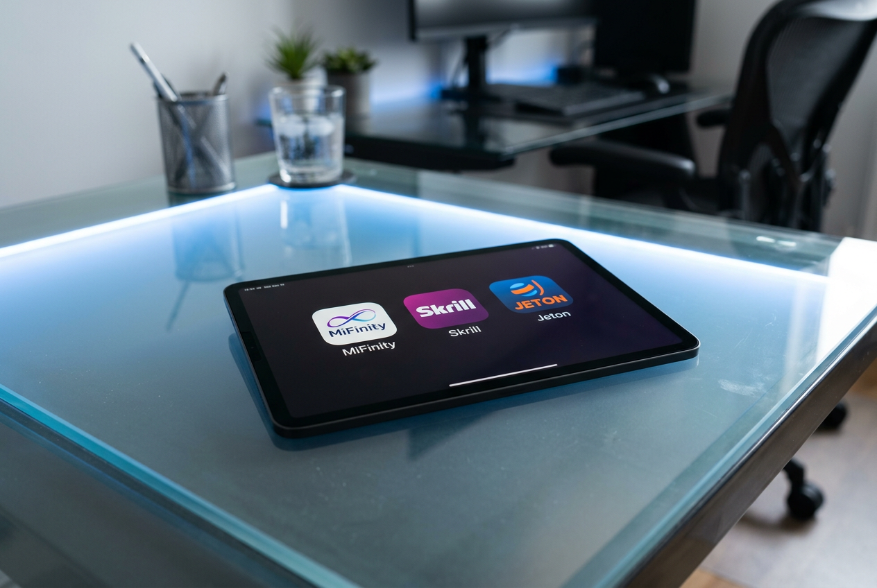 Logotypy portfeli elektronicznych na ekranie tabletu